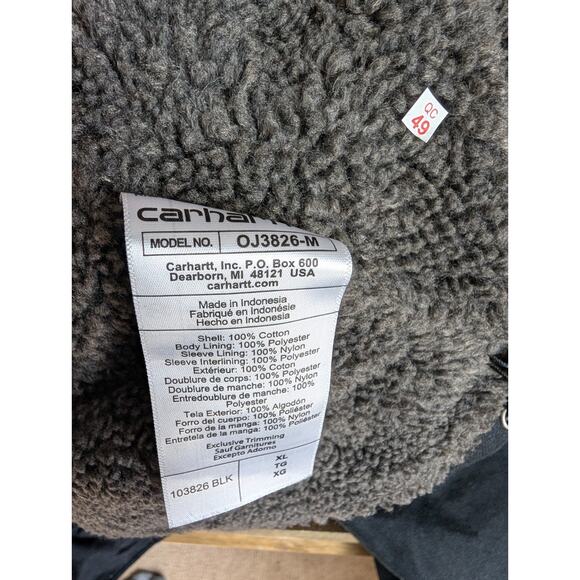 Carhartt Utility Jacket Mens XL Black Sherpa Lined Relaxed Fit Hooded OJ3826 NWT - Picture 5 of 5
